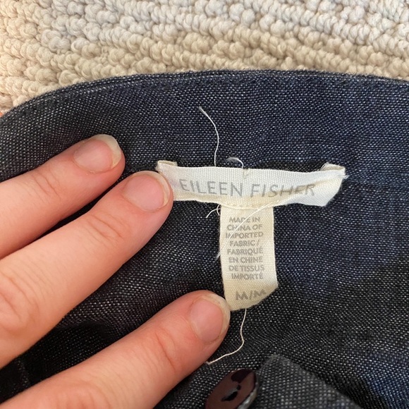 Eileen Fisher dark Navy/Gray Longsleeve Linen Dress Size Medium - Picture 2 of 4